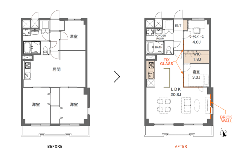 img_rp 400 Brick lounge| 間取り|東京都リノベーションをリーズナブルに|nu【エヌユー】|東京都