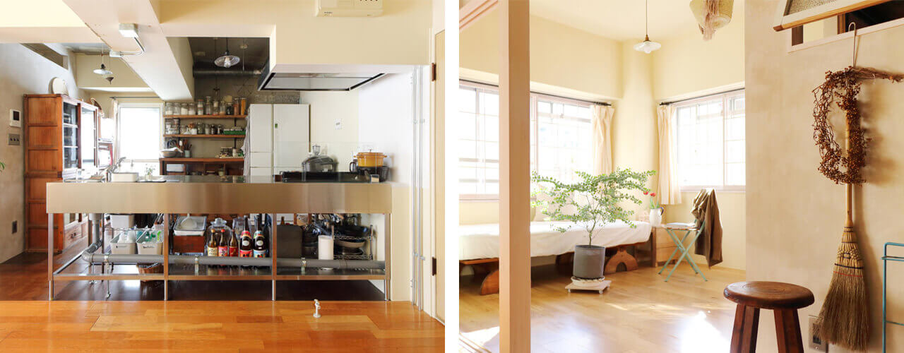 リノベ後の暮らし「SIMPLE×ORGANIC」キッチンと寝室